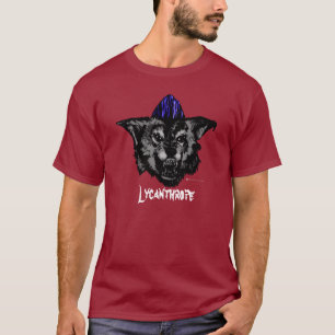 Psychobilly Werewolf on colour shirt