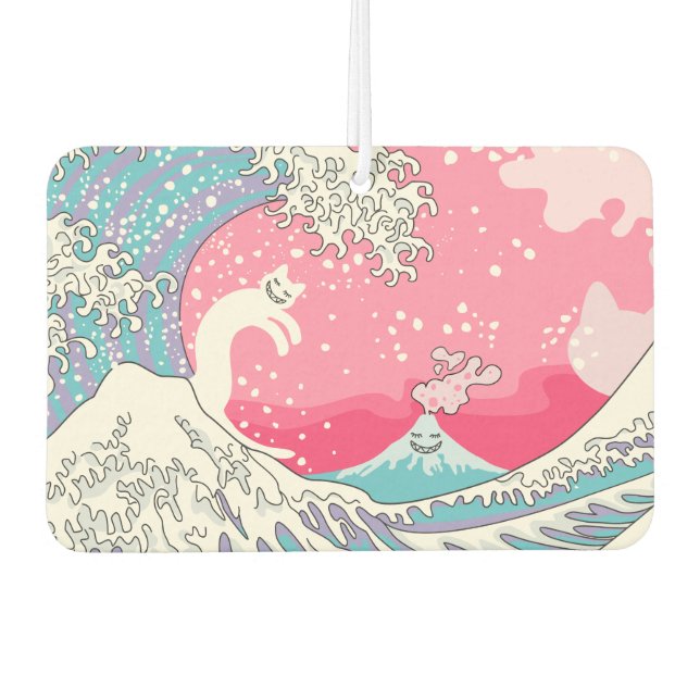 Psychodelic Bubblegum Kunagawa Surfer Cat Car Air Freshener (Front)