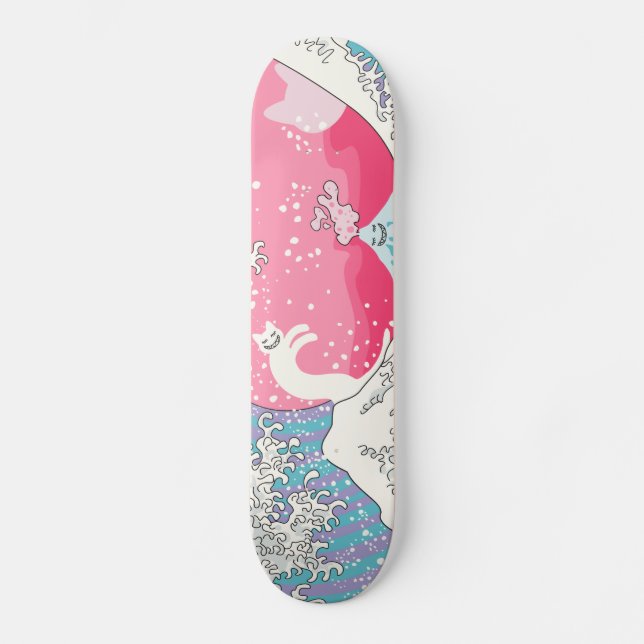 Psychodelic Bubblegum Kunagawa Surfer Cat Skateboard (Front)