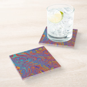 psychodelic textures glass coaster