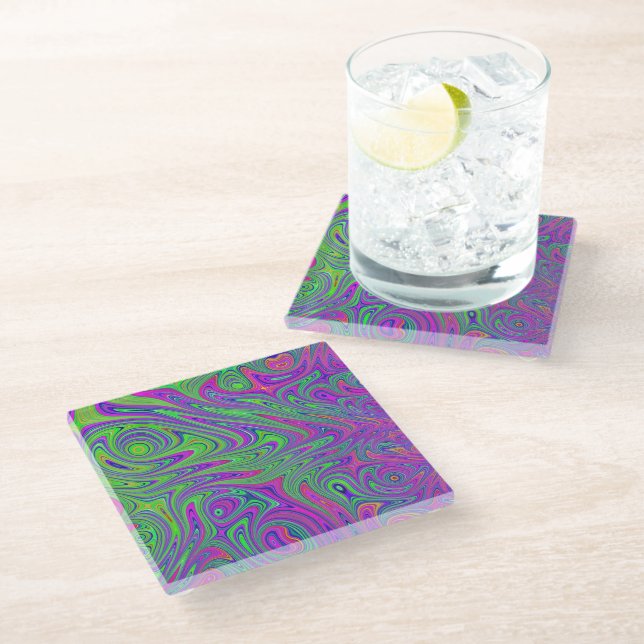 psychodelic textures glass coaster (Angled)