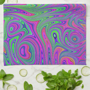 psychodelic textures tea towel