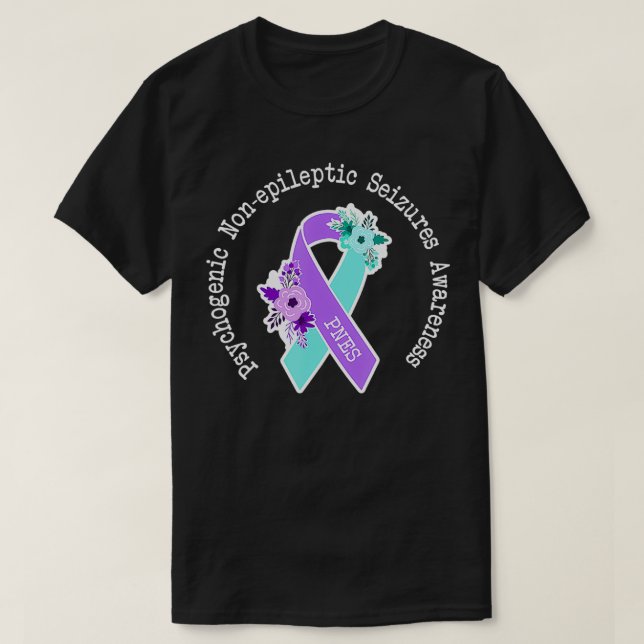 Psychogenic Nonepileptic Seizures PNES Purple Teal T-Shirt (Design Front)