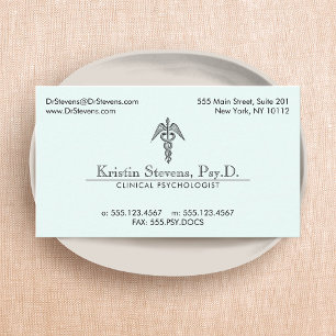 Psychologist Caduceus Medical Professional  Business Card