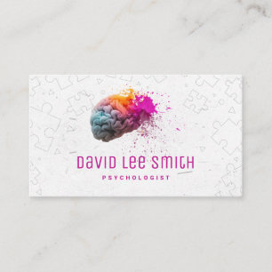 Psychologist colourful brain business card