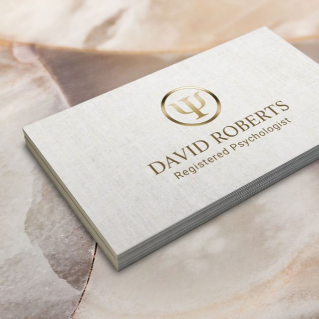 Psychologist Counsellor Elegant Linen Appointment Card (Creator Uploaded)
