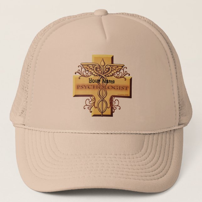 Psychologist Cross Caduceus Trucker Hat (Front)