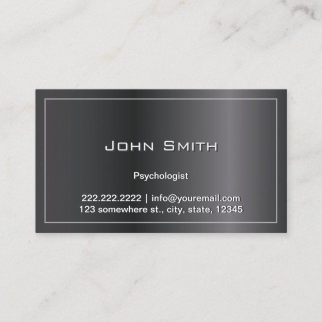 Psychologist Dark Metal Frame Appointment Card (Front)