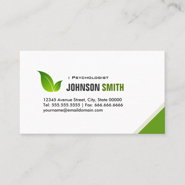 Psychologist - Elegant Modern Green Business Card (Front)