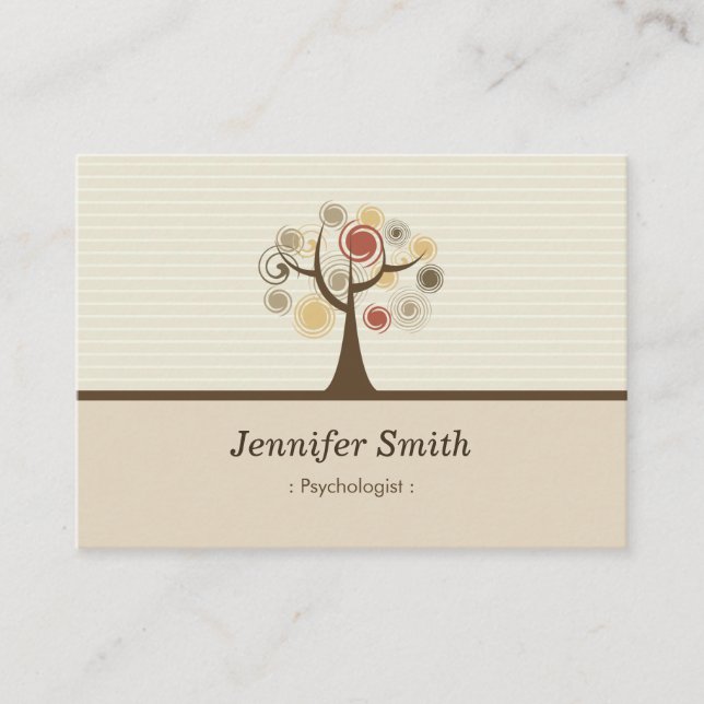 Psychologist - Elegant Natural Theme Business Card (Front)
