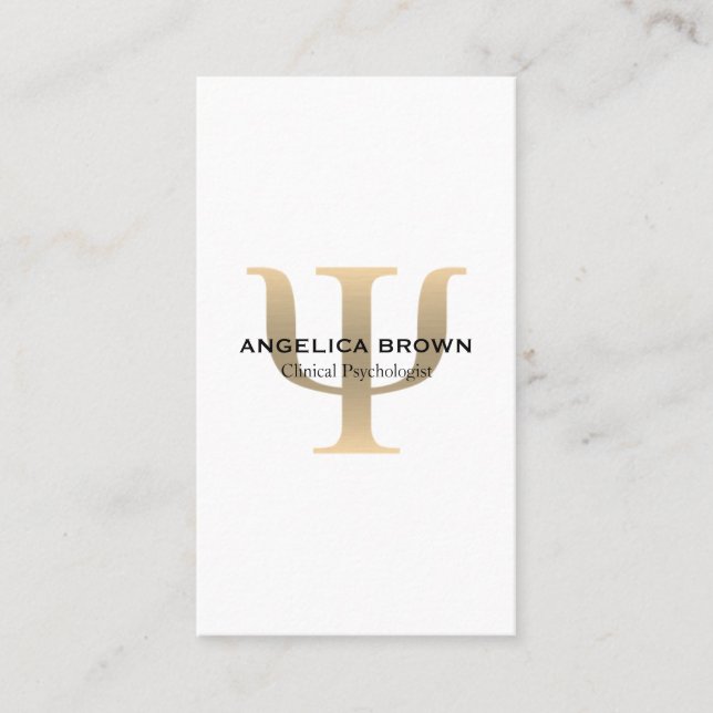 Psychologist Faux Gold Psi Symbol Business Card (Front)