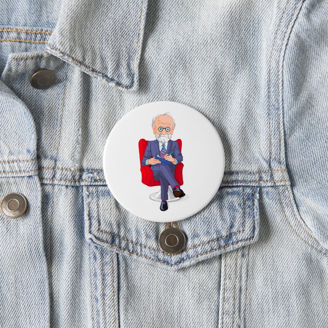 Psychologist in Suit with Notepad Sitting 7.5 Cm Round Badge (Creator Uploaded)