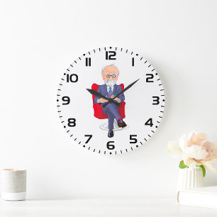 Psychologist in Suit with Notepad Sitting Large Clock