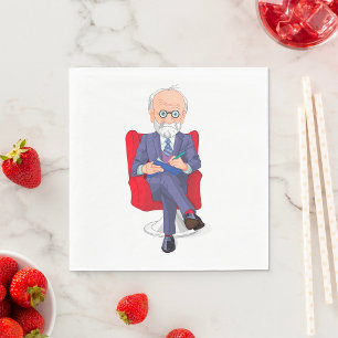 Psychologist in Suit with Notepad Sitting Napkin