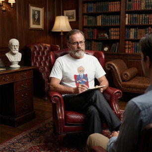 Psychologist in Suit with Notepad Sitting T-Shirt