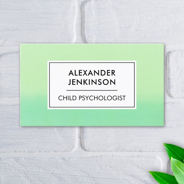 Psychologist LCSW Psychiatrist Modern Green Ombre Business Card (Creator Uploaded)