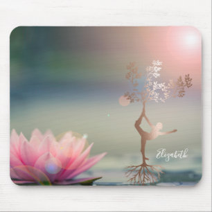 Psychologist Lotus Tree Silhouette Yoga Mouse Pad