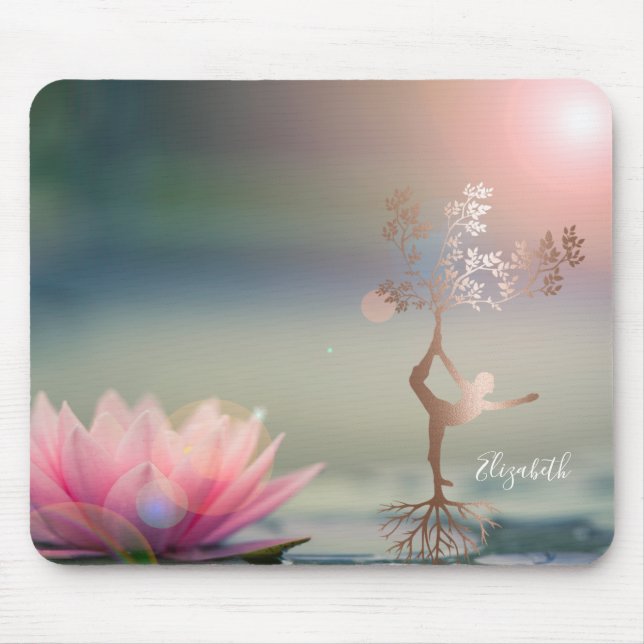 Psychologist Lotus Tree Silhouette Yoga Mouse Pad (Front)