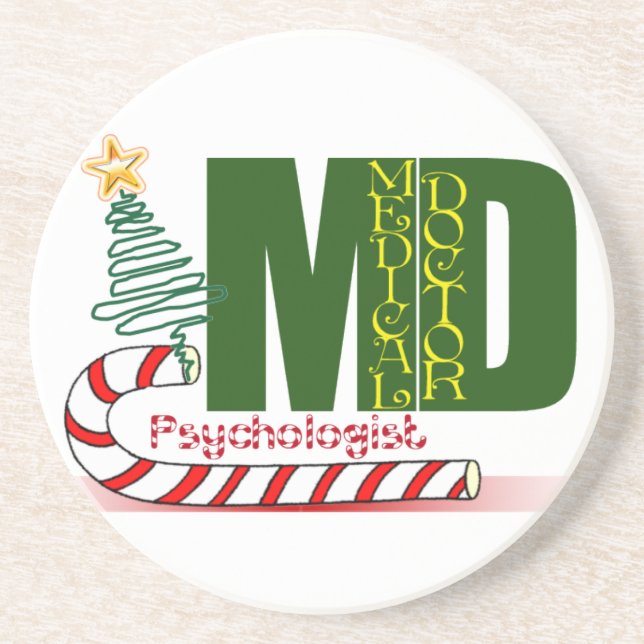 Psychologist MERRY CHRISTMAS Coaster (Front)