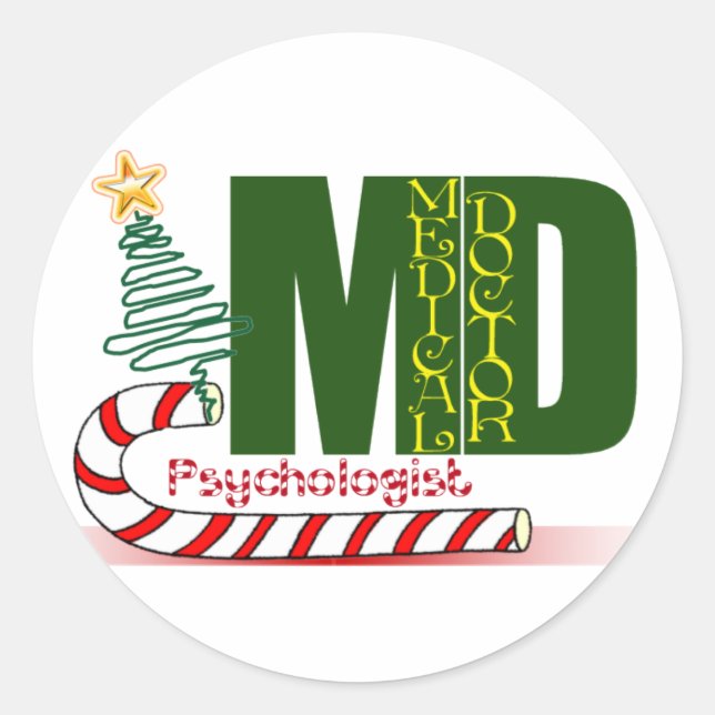 Psychologist MERRY CHRISTMAS MD Classic Round Sticker (Front)