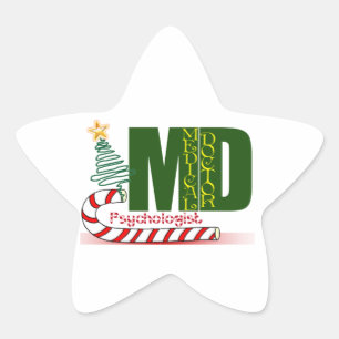 Psychologist MERRY CHRISTMAS Star Sticker