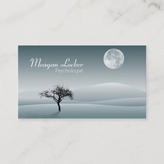 Psychologist - Moon and Solitude Tree Business Card (Front)