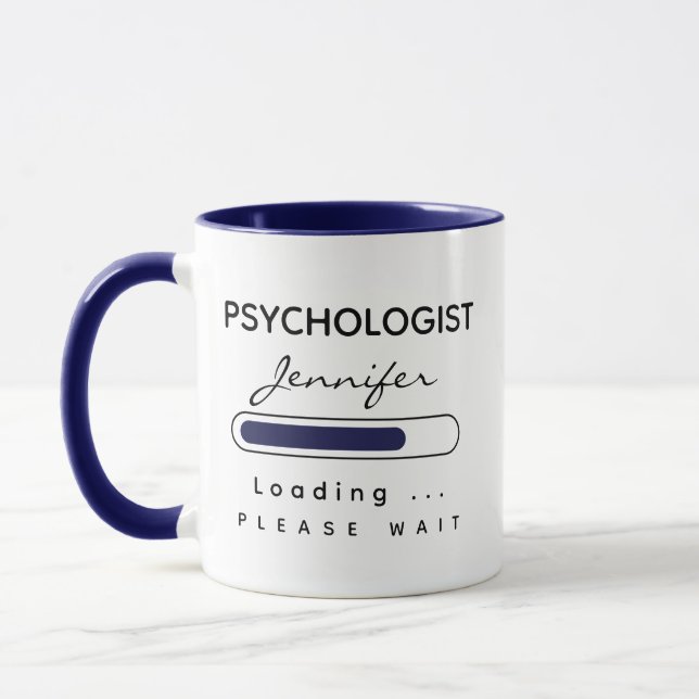PSYCHOLOGIST [Name] Loading Navy & White Mug (Left)
