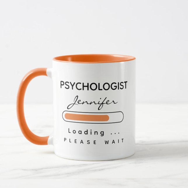 PSYCHOLOGIST [Name] Loading Orange & White Mug (Left)
