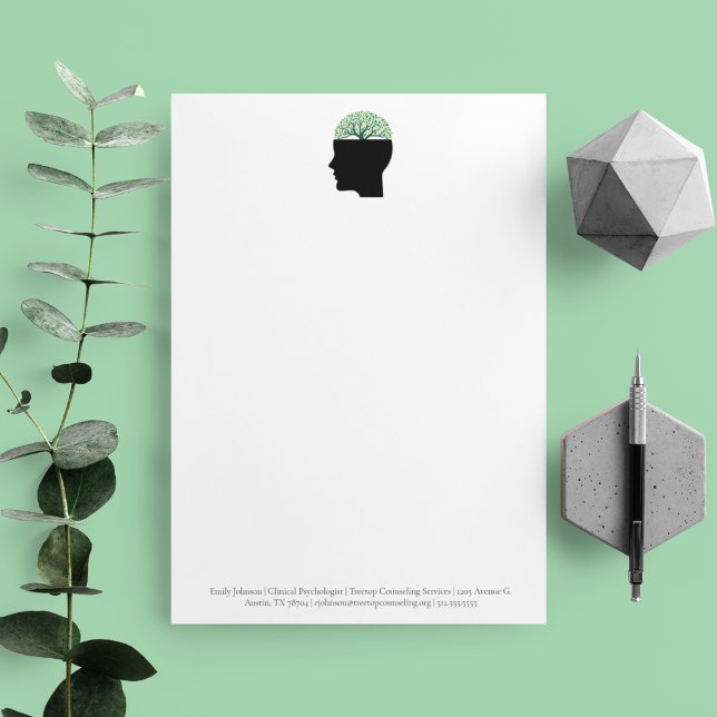 Psychologist Office Tree Modern Custom Counsellor Custom Letterhead (Creator Uploaded)