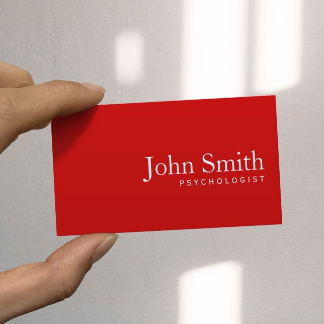 Psychologist Plain Red Minimalist Business Card (Creator Uploaded)