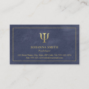 Psychologist Psi Symbol Blue Canvas Golden Frame Appointment Card