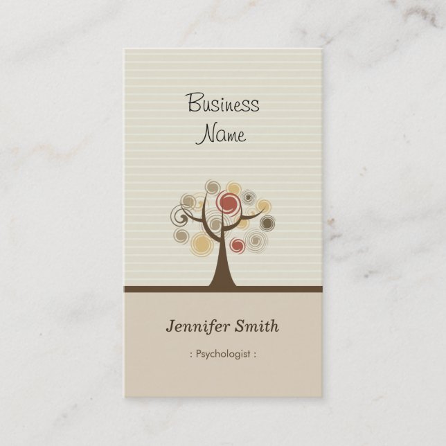 Psychologist - Stylish Natural Theme Business Card (Front)
