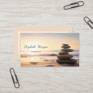 Psychologist Therapist Zen Stones Sunset  Business Card