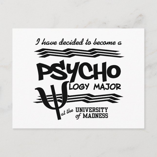 Psychology Major postcard - funny announcement (Front)