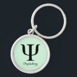 Psychology Symbol Key Chain<br><div class="desc">Understated.  Simple.  And just plain cool.  Featuring the psychology symbol in a clean design with a light,  neutral blue-grey background.  You will be amazed at the quality of these premium key chains.   They are truly gift-worthy,  but you will want to keep it for yourself!</div>