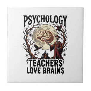 Psychology Teacher Halloween Brain Lover Gothic Sh Ceramic Tile