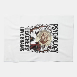 Psychology Teacher Halloween Brain Lover Gothic Sh Tea Towel
