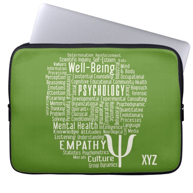 PSYCHOLOGY Word Cloud custom colour laptop sleeves (Front)