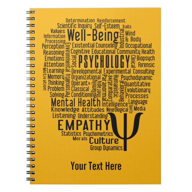 PSYCHOLOGY Word Cloud custom colour notebook (Front)