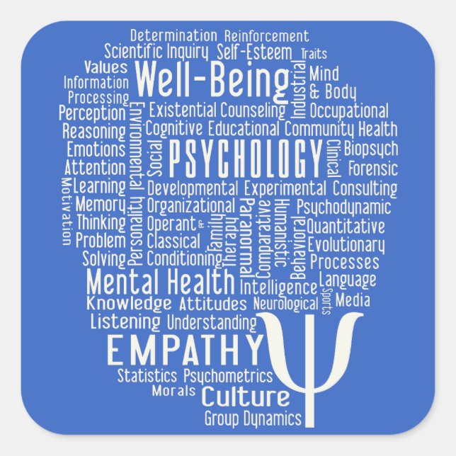 PSYCHOLOGY Word Cloud custom colour stickers (Front)