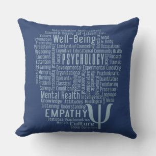 PSYCHOLOGY Word Cloud custom colour throw pillow