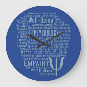 PSYCHOLOGY Word Cloud custom colour wall clock