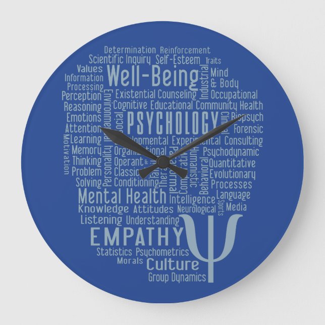 PSYCHOLOGY Word Cloud custom colour wall clock (Front)