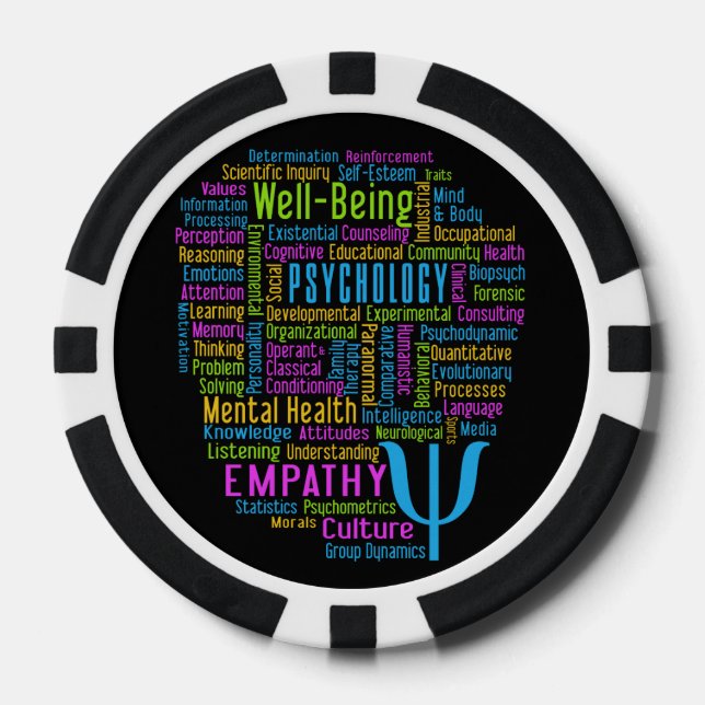 PSYCHOLOGY Word Cloud custom poker chips (Front)
