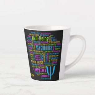 PSYCHOLOGY Word Cloud custom text Latte Mug