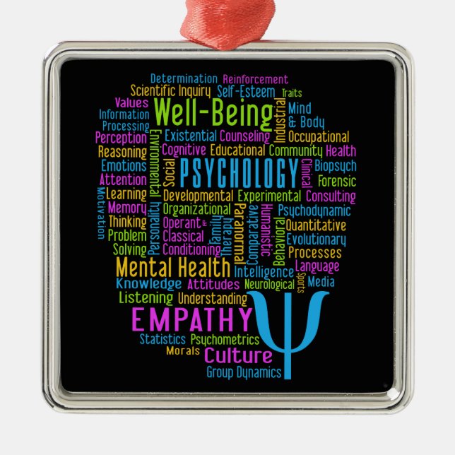PSYCHOLOGY Word Cloud ornament (Front)