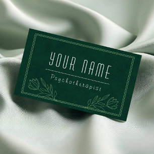 Psychotherapist Dark Green Nature Greenery Calm Business Card