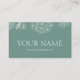 Psychotherapist Family Counsellor Drawn Floral Blu Business Card