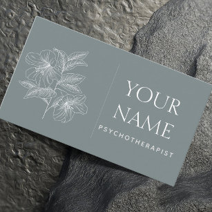 Psychotherapist Family Counsellor Drawn Flower Blu Business Card