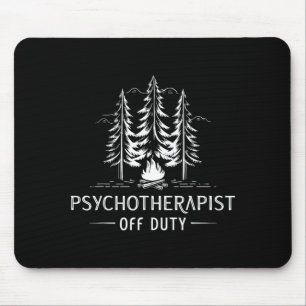 Psychotherapist off duty relaxing camping scene mouse pad